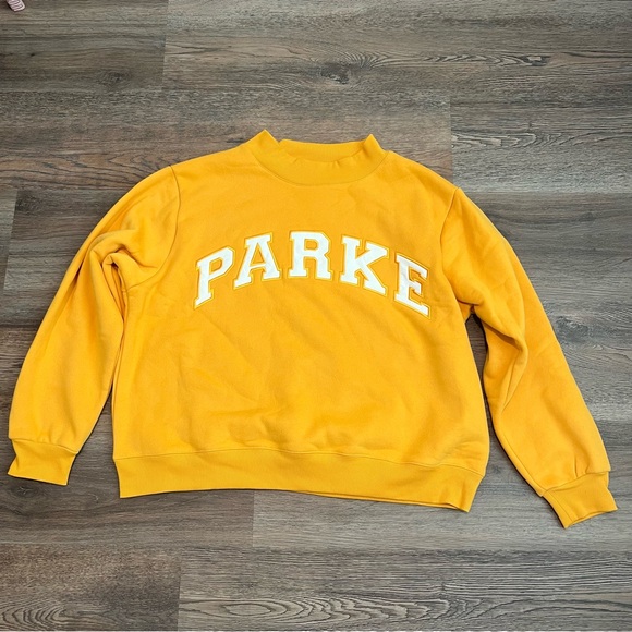 PARKE Varsity Mockneck Sweatshirt Apricot L/XL Oversized Unisex - Picture 2 of 9